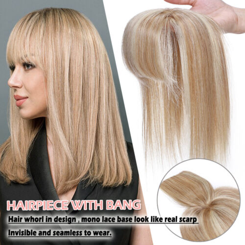 Women Hair Topper Toupee Clip in Hairpiece Top Hairpiece 100% Real Human Hair UK - Picture 17 of 127