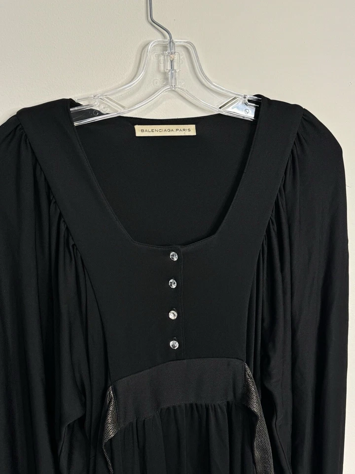 Balenciaga Dress Womens 44 Black 2007 Runway Nicolas Ghesquiere Bat Wing Jeweled - Image 3 of 4