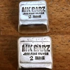 2 Troy Oz  MK BARZ "Classic Cube" .999 Fine Silver POURED