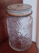 Vintage 1 lb. Jumbo Peanut Butter Jar Frank Tea & Spice Co. Original LId