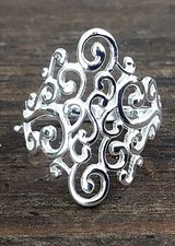 925 Sterling Silver Swirls Ring Band - Size 6, 7, 8 or 9 Gift Boxed