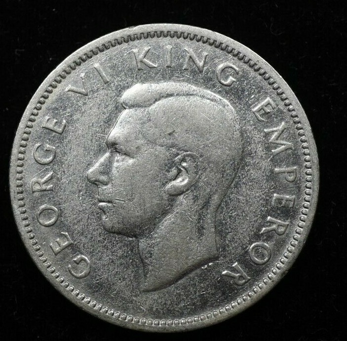 1937 - ONE SHILLING NEW ZEALAND - GEORGE VI - SILVER - XF