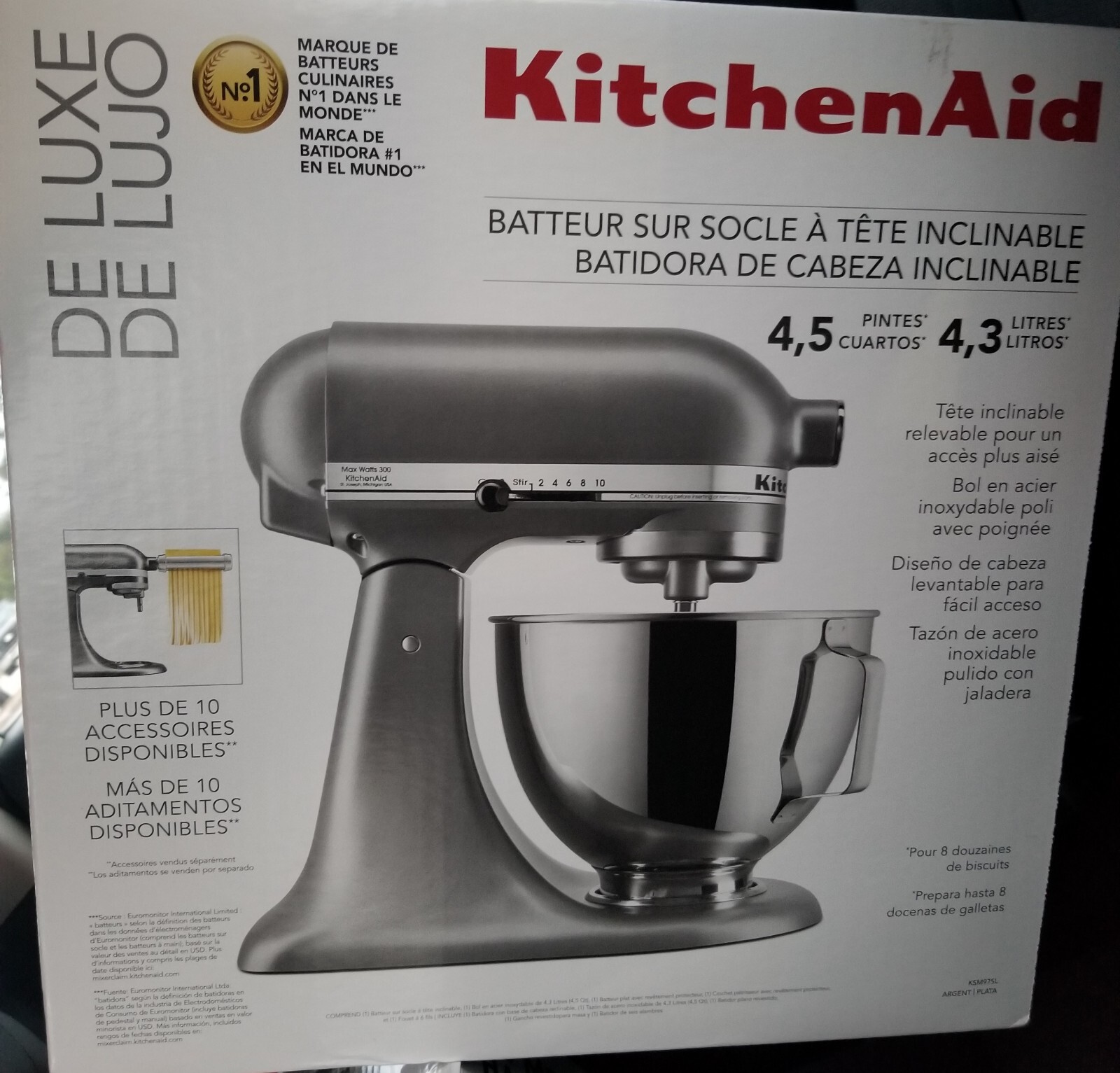 KitchenAid Deluxe KSM97 TiltHead Stand Mixer Empire Red Silver