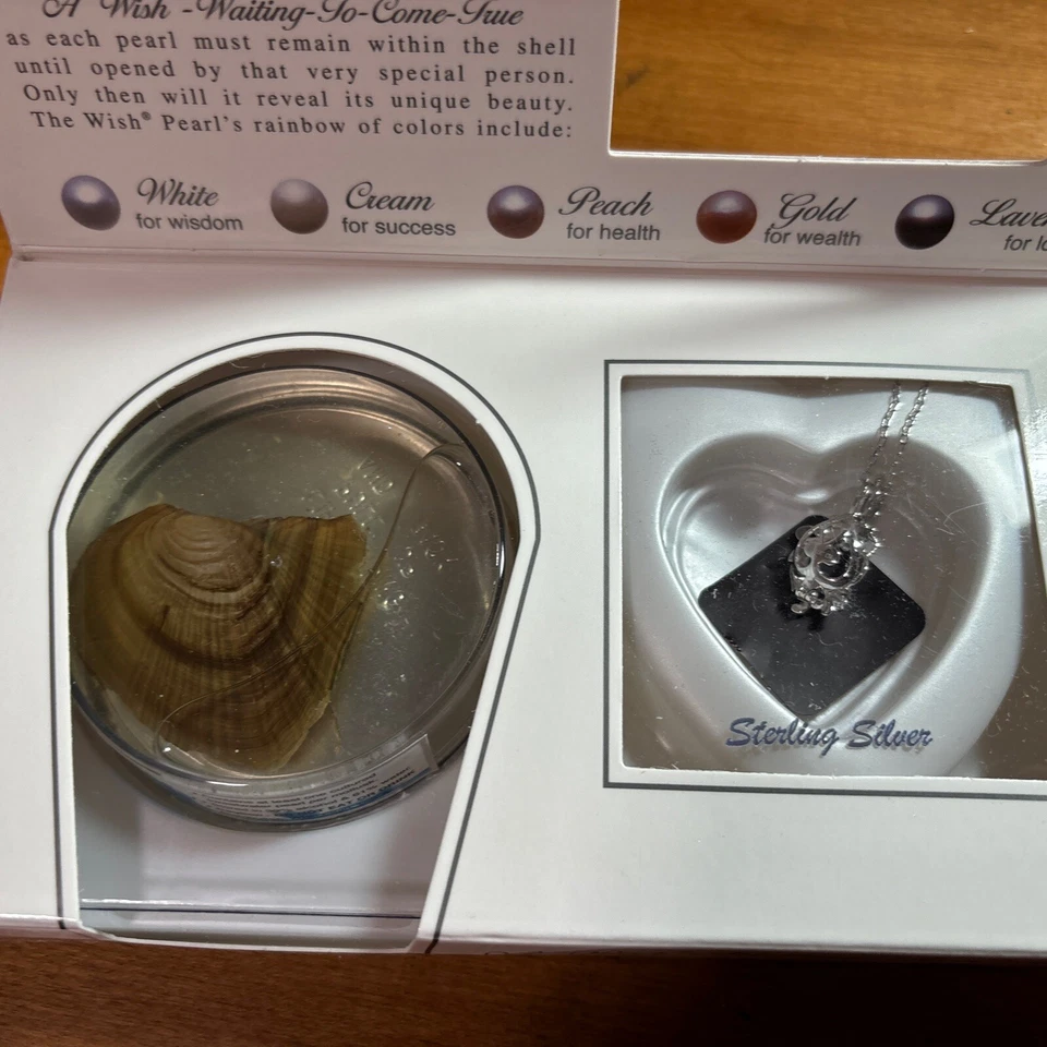 COLLAR COLGANTE DE PERLAS DE DESEO DE PLATA ESTERLINA *NUEVO* Foto 3 de 4