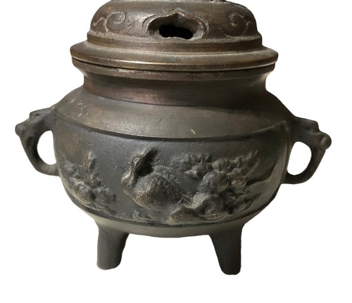 Quemador de incienso caldero chino asiático de bronce para perro foo - Imagen 11 de 13