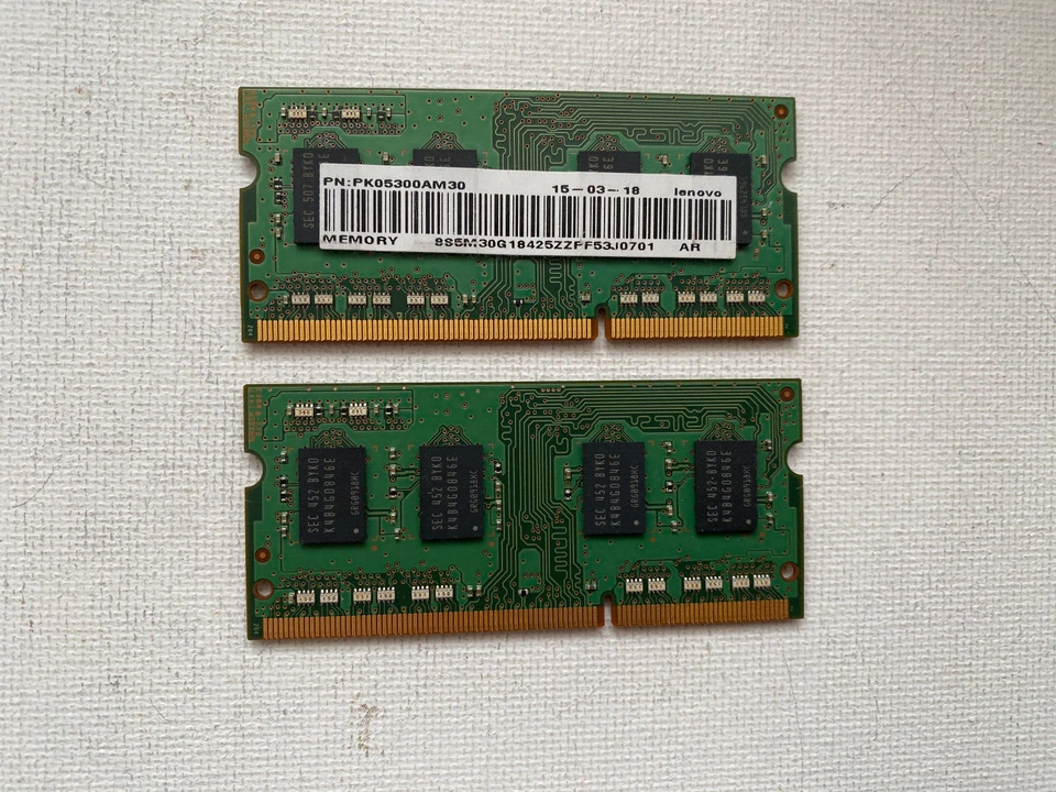 SAMSUNG 8GB (2 X 4GB ) DRR3 PC3L-12800S LAPTOP RAM P/N M471B5173EB0 MATCHING - Image 2 of 2