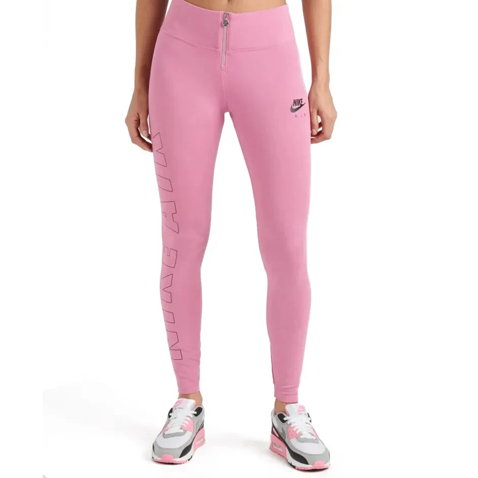 Nike Air Graphic Womens Size XS Zip Leggings Pink Flamingo Black