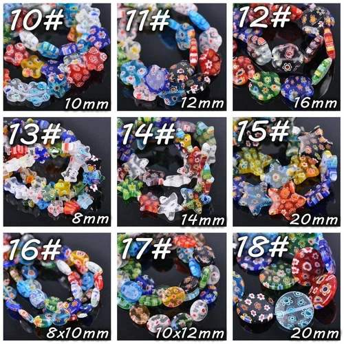 Millefiori Lampwork Glass Loose Spacer Beads Charms Findings Random Mixed Colors - Picture 7 of 73