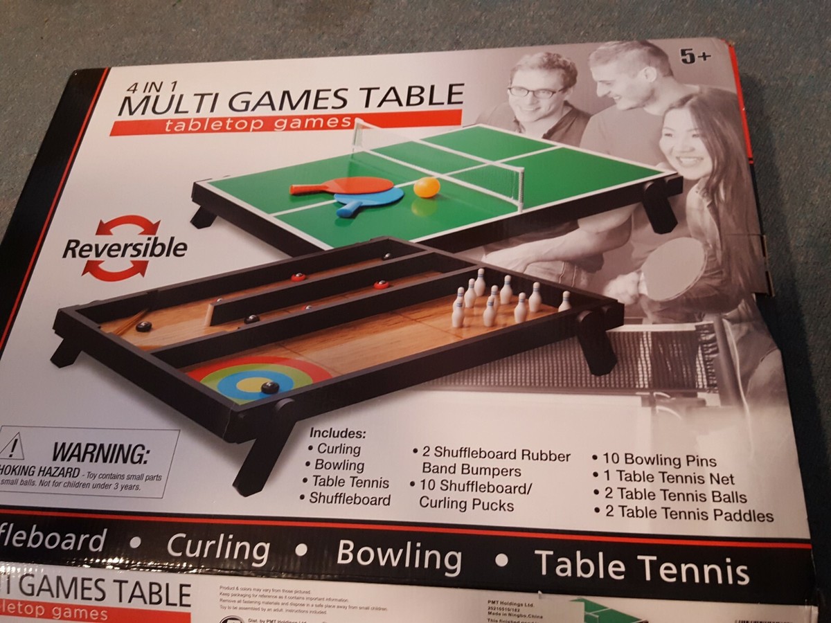 4-in-1 Multi Games Table Tabletop Shuffleboard, Curling, Bowling, Table  Tennis