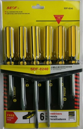 All Purpose 6 Piece Flathead and Phillips Screwdrivers set twist-resistant blade