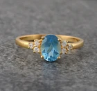 925 Silver Gold Plated Ring Natural Zircon & Blue Topaz Ring Engagement Ring