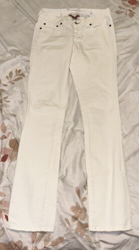 LUCKY Brand by Gene Montesano White Jeans Women's 0 Blue Denim LOLA Straight - Picture 1 of 15