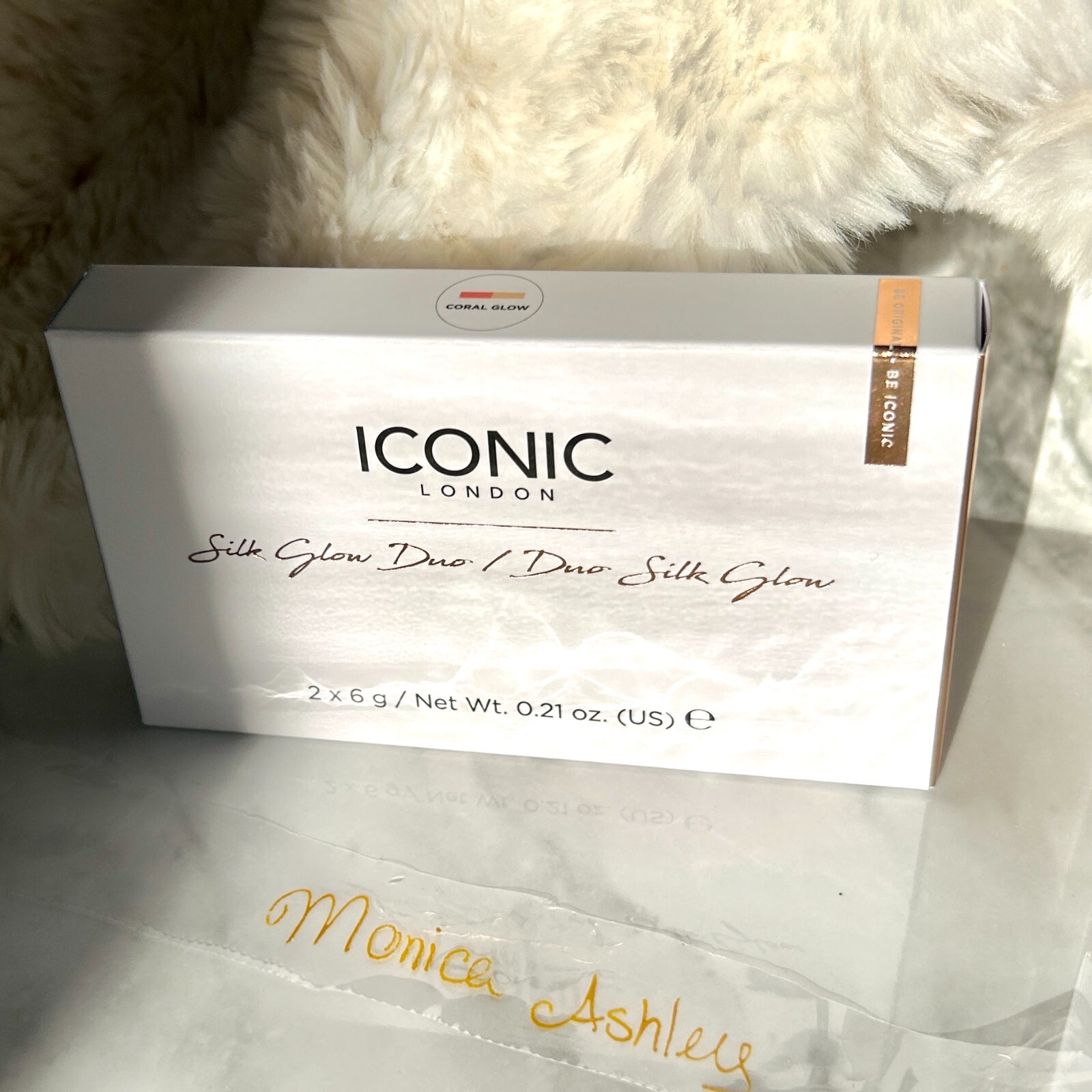Iconic London Silk Glow Duo Sheer Blush & Highlighter CORAL GLOW New In Box