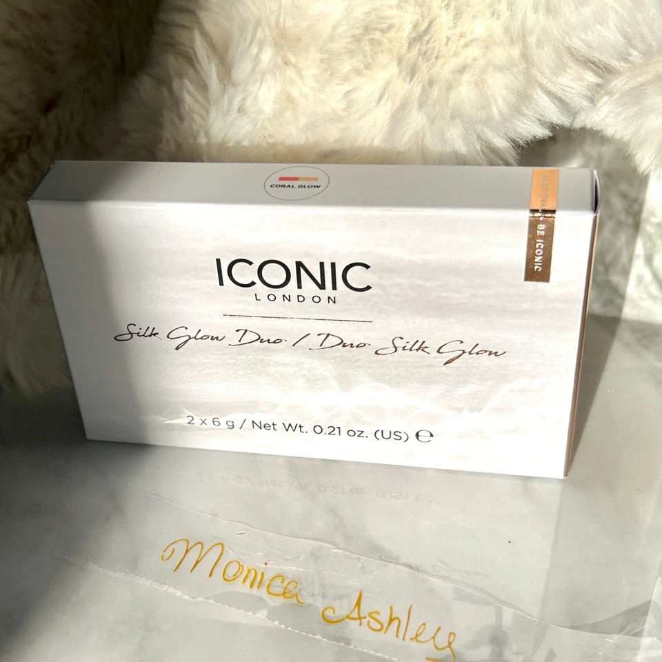 Iconic London Silk Glow Duo Sheer Blush & Highlighter CORAL GLOW New In Box - Image 4 of 4