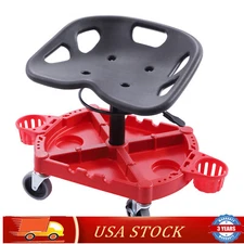 Rolling Shop Stool Mechanics Work Seat Adjustable Chair Roll Swivel Tool Garage