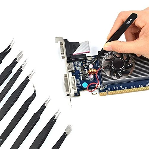 10-Type ESD Anti-static Tweezers Kit for Electronics Repair – Precision Tips - Picture 9 of 11