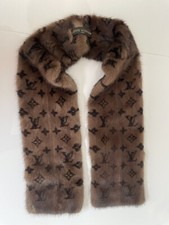 Louis Vuittons Monogram Print Mink Fur Scarf Excellent Condition. Pre Owned.