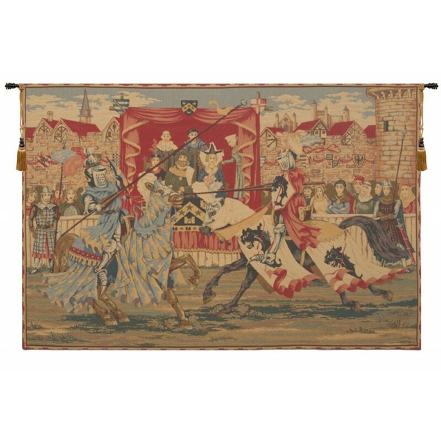 Medieval Lists Knights in Jousting Tournament European Tapestry Wall
