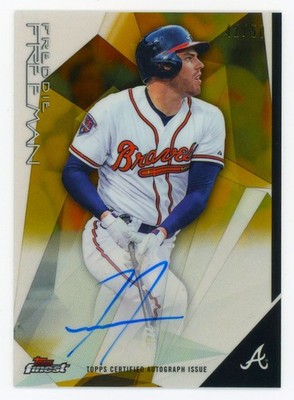 2015 Topps Finest Gold Refractor Freddie Freeman Auto 42/50 SP On 