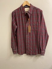 Weatherproof NWT Men's Small Burgundy Plaid Cotton Blend Flannel Shirt