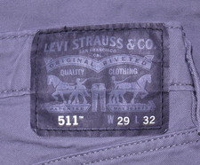 Mens Gray Levis 511 COMMUTER Technical Denim Reflective Cycling Jeans size 29x32