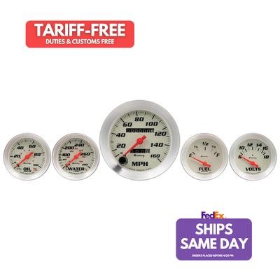 Equus E8500, Kit 5-Piece Gauge Set White Face/Silver Bezel Performance Parts