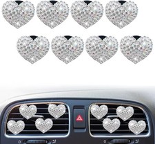 8 Pcs Silver Bling Heart Air Vent Clips, Crystal Car Fresheners, Diffuser With