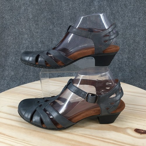 Rockport Cobb Hill Sandals Womens 10 N Aubrey T-Strap Slingback Closed Toe Blue