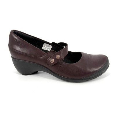 Merrell Veranda Emme Mary Jane Shoes Womens Size 9.5 Burgundy Leather Wedge