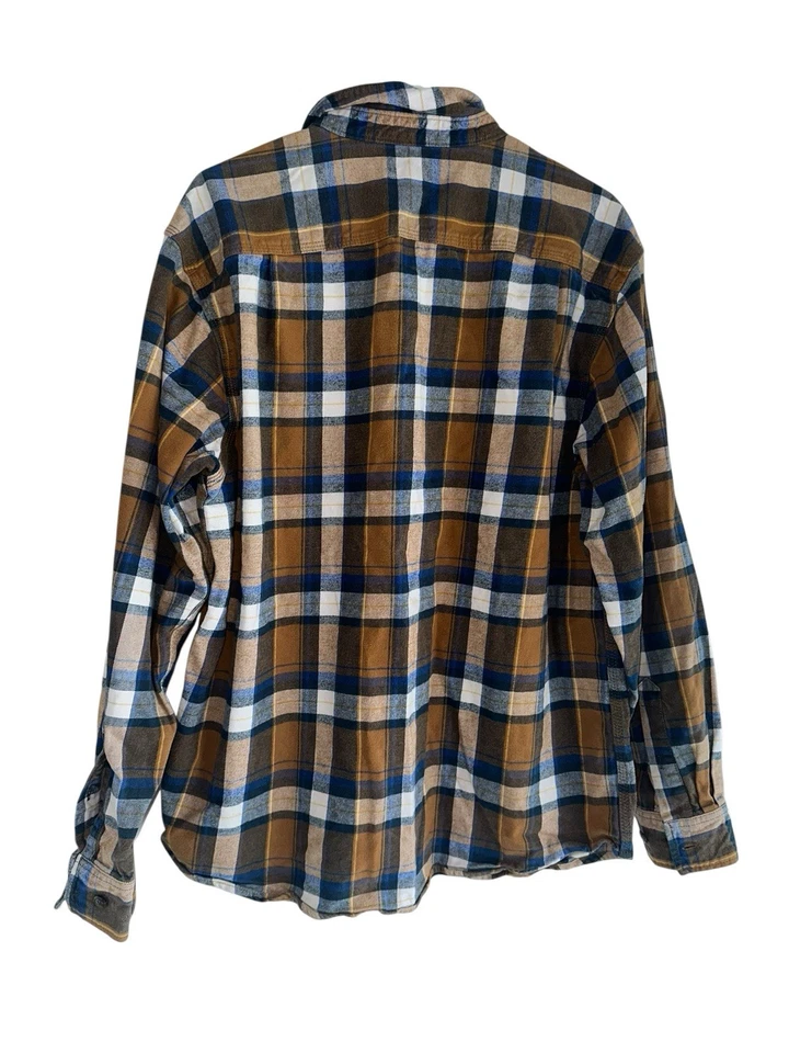 CE Schmidt Workwear Mens Heavyweight Flannel Button Up Shirt Sz L Blue Plaid - Image 2 of 4