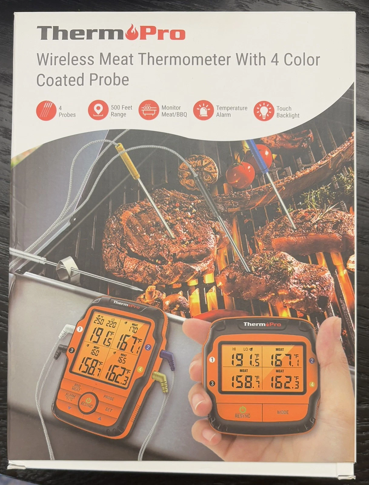 ThermoPro TP-27B Wireless Meat Thermometer With 4 Probes 500' Range VG
Opens in a new window or tab