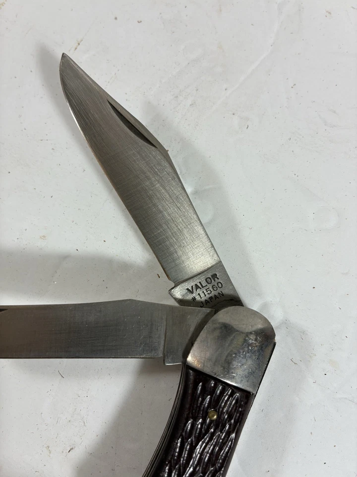Navaja de bolsillo plegable de caza Valor 11560 Japón vintage Foto 3 de 4
