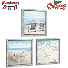 Seascape Pictures Framed Wall Artwork: Ocean Wall Art Set of 3