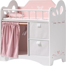 Baby Doll Crib, Wooden Doll Bed with Storage and Bedding, of Toy Baby Crib to...
