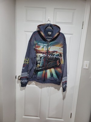 NWT Stray Zip Up Hoodie ''Live Fearless'' ST1615 Navy Multi Distress Rhinestone XL