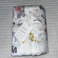 POTTERY BARN KINSLEY PERCALE DUVET COVER KING  PASTEL WATERCOLORS Abstract Pink