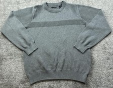 Sean John Sweater Mens 2XL Gray Solid Cotton Crewneck Textured Knit Pullover