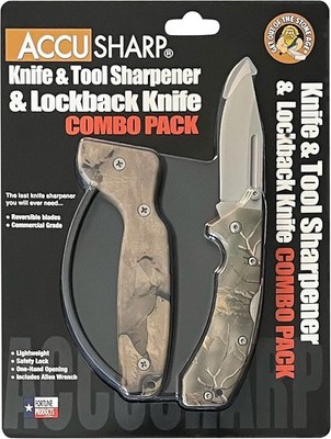 AccuSharp Knife and Tool Sharpener & Lockback Folding Knife Combo, Hunting, Fish