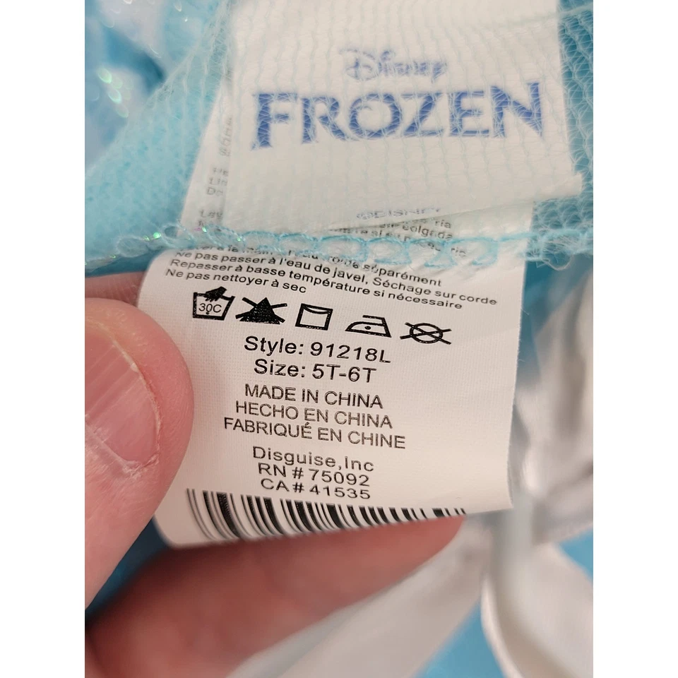 Disney Frozen Elsa Dress Toddler Girls Costume 5T 6T Blue Sparkle Halloween - Image 4 of 4