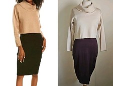 Taylor Knit Tank Sweater Dress With Long Sleeve Crop Top Cowl Neck Size Small