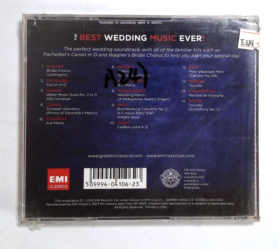 THE BEST WEDDING MUSIC EVER! 5099940410623 US CD SEALED - Image 2 of 2