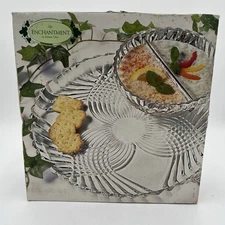 NEW OPEN BOX!! Enchantment By Indiana Glass - 2 Piece Chip N' Dip Plate and Bowl