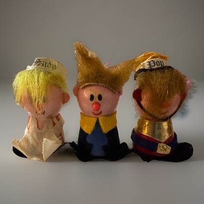 Vintage 1972 Kellogg s Snap Crackle Pop Wooden Flocked Figures Set of 3