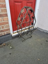 VINTAGE HEAVY CAST IRON 13 BOTTLE WINE RACK WITH VINES and leaves