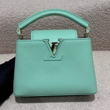 Louis Vuitton Capucines Mini Teal Blue Leathe...