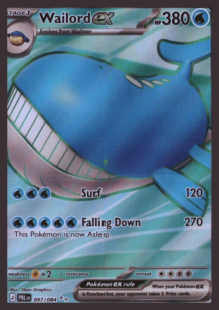 Wailord ex 097/084 Double Rare Pitch Black Pokemon Holo Near Mint