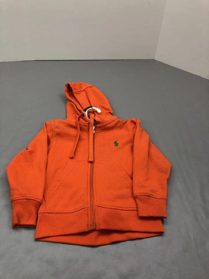 Ralph Lauren Sudadera con Capucha Niños XS Naranja Cremallera Completa Sudadera Verde Pony Logo Con Capucha Foto 2 de 4