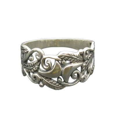 Stilvoller Sterling Silber Ring echt massiv 925 Blatt Blume nickelfrei Handarbeit