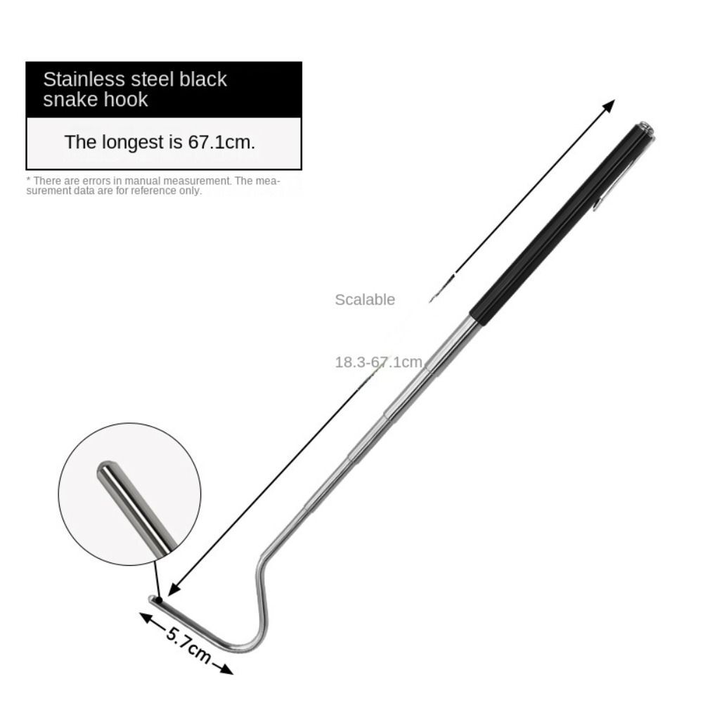 Snake Hook And Tongs Retractable Snake Hook - Stainless Steel Reptile  Handling Tool (Extends 6.5-26.7 Inches) Snake Catching Equipment