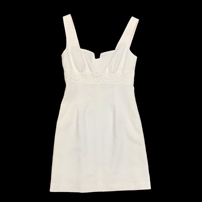 Trina Turk White Sleeveless Wide Strap Fitted Dress, textured, white - Main Image